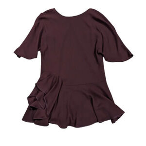 Halston Heritage Maroon‎ Short Sleeve Crew Neck Drop Waist size Small